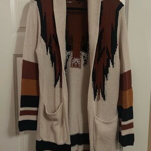 Shyanne Cream and Brown Patterned Cardigan